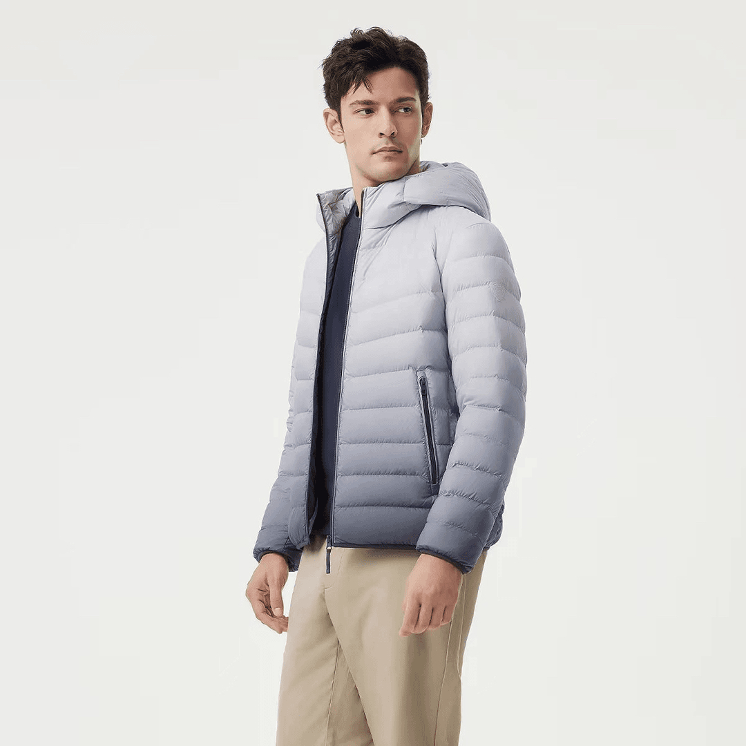 坦博尔24秋季新款轻薄羽绒衣男短款连帽运动户外简约叠穿保暖外套