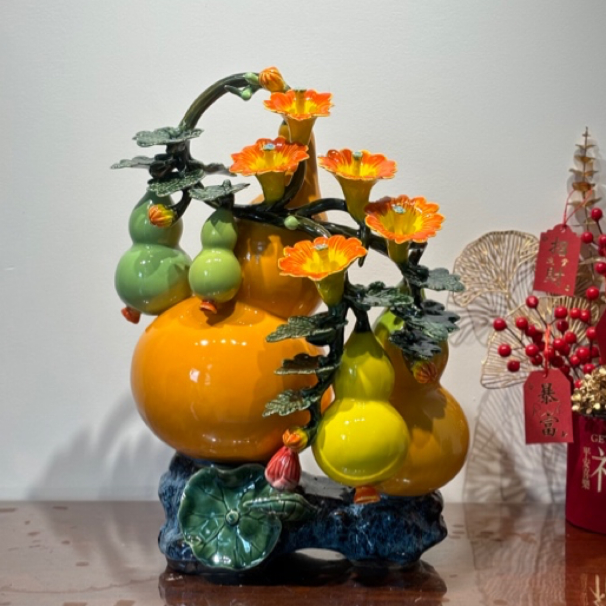 【五福临门葫芦】石湾公仔尺寸31x24x47