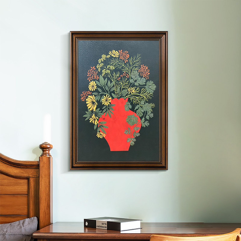 s03艺术小众静物花瓶餐厅壁画玄关过道复古挂画中古风客厅装饰画