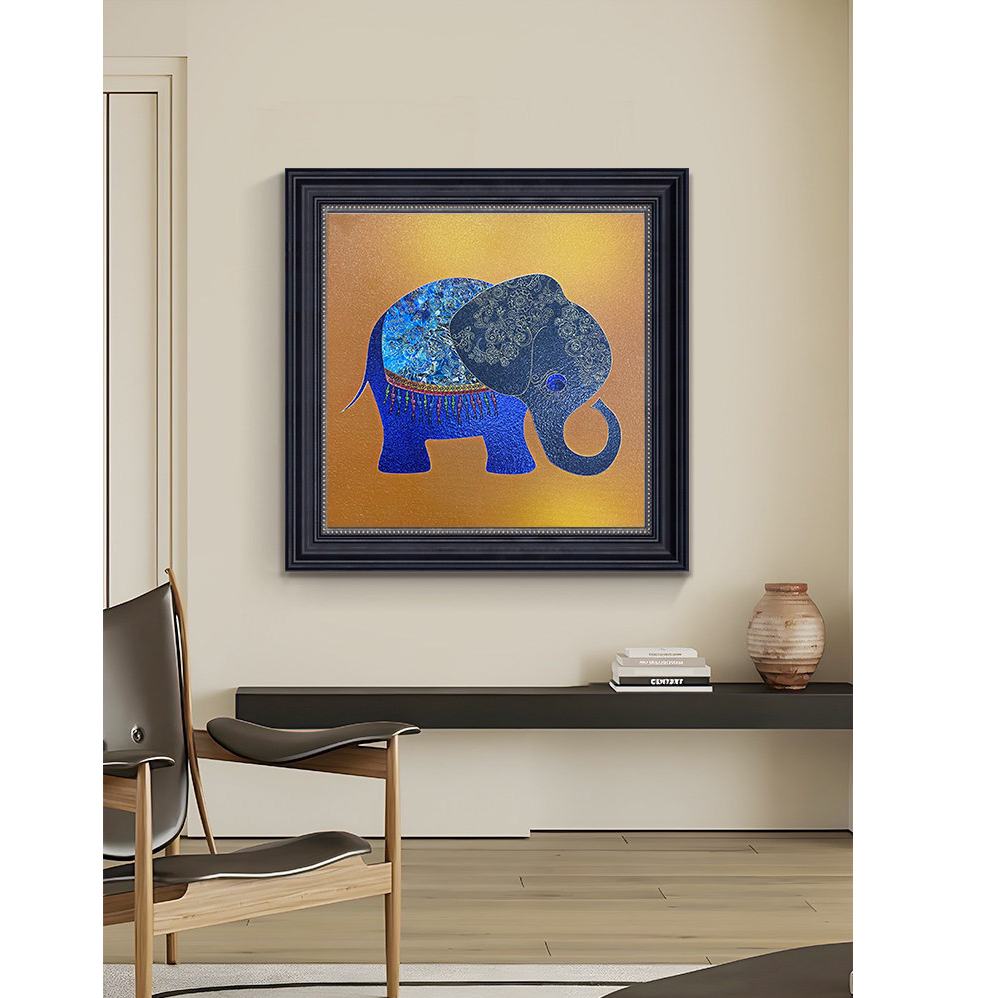 s15可爱大象餐厅装饰画北欧轻奢正方形壁画现代客厅走廊过道挂画