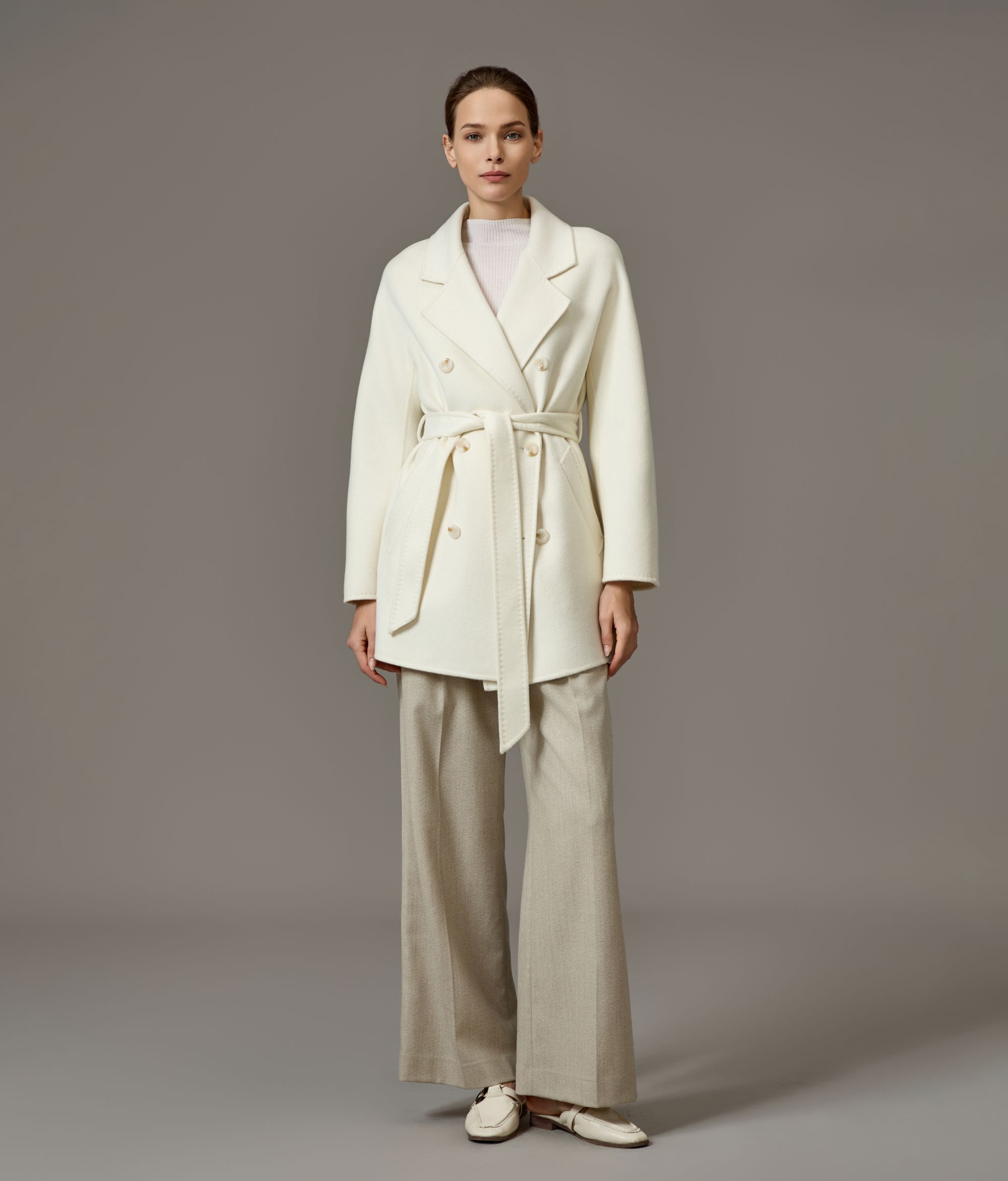 原束【M家801中长款】100%小山羊绒801经典短款女装大衣