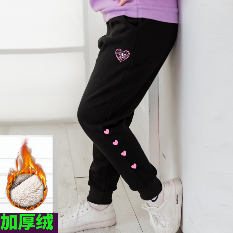 胖女童秋冬加绒加厚裤子女大童女孩宽松加肥外穿大码一体绒保暖裤