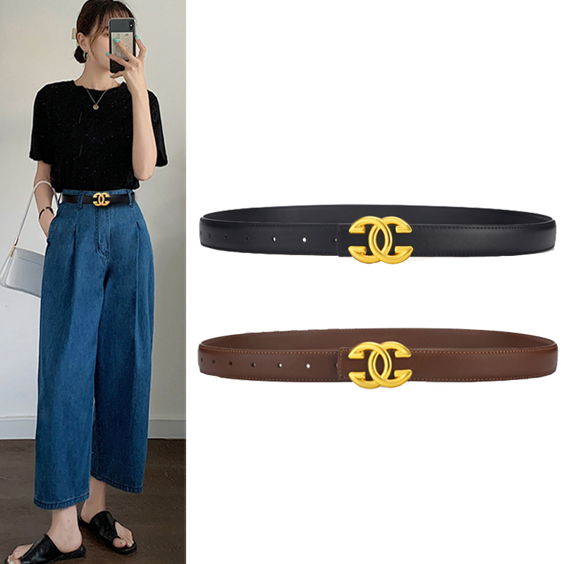 时尚简约女士百搭真皮西装装饰腰带女韩版ins风简约黑色牛仔裤带