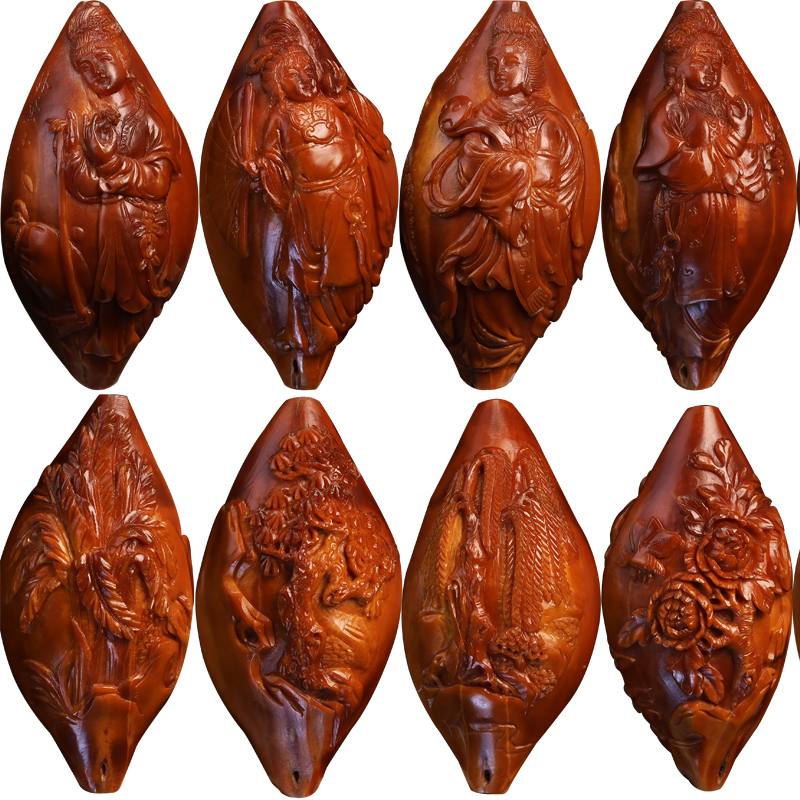 许忠英核雕精选金陵十二钗苏工大师纯手工橄榄核手持文玩舟山核雕