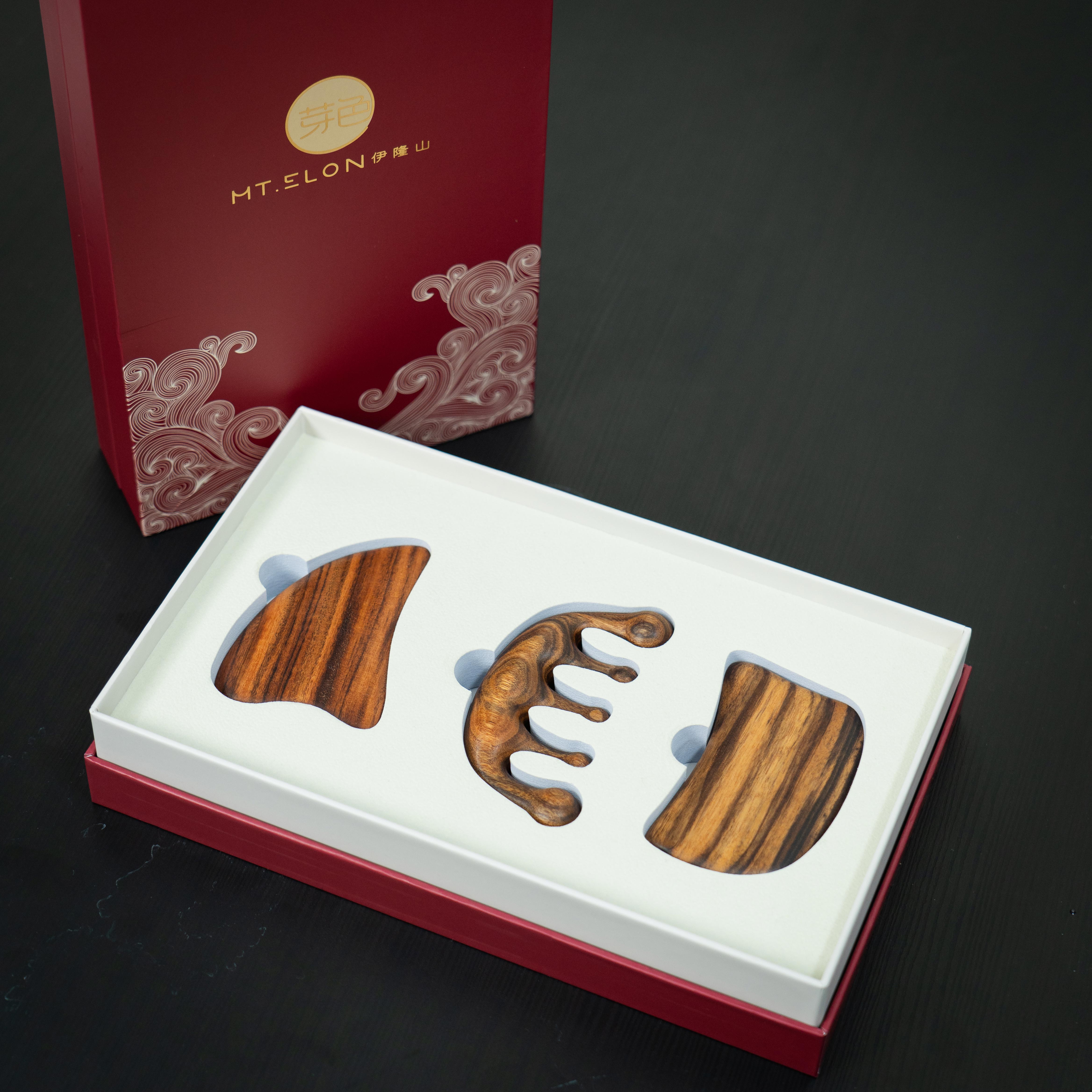  郁金檀刮板脸部眼部全身通用带按摩经络五齿梳礼盒定制梳头便携