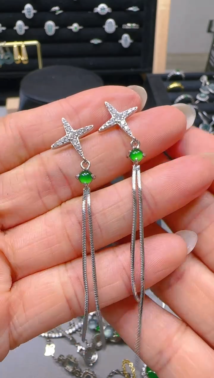 【闪购商品】翡翠耳饰银S925镶嵌163耳饰