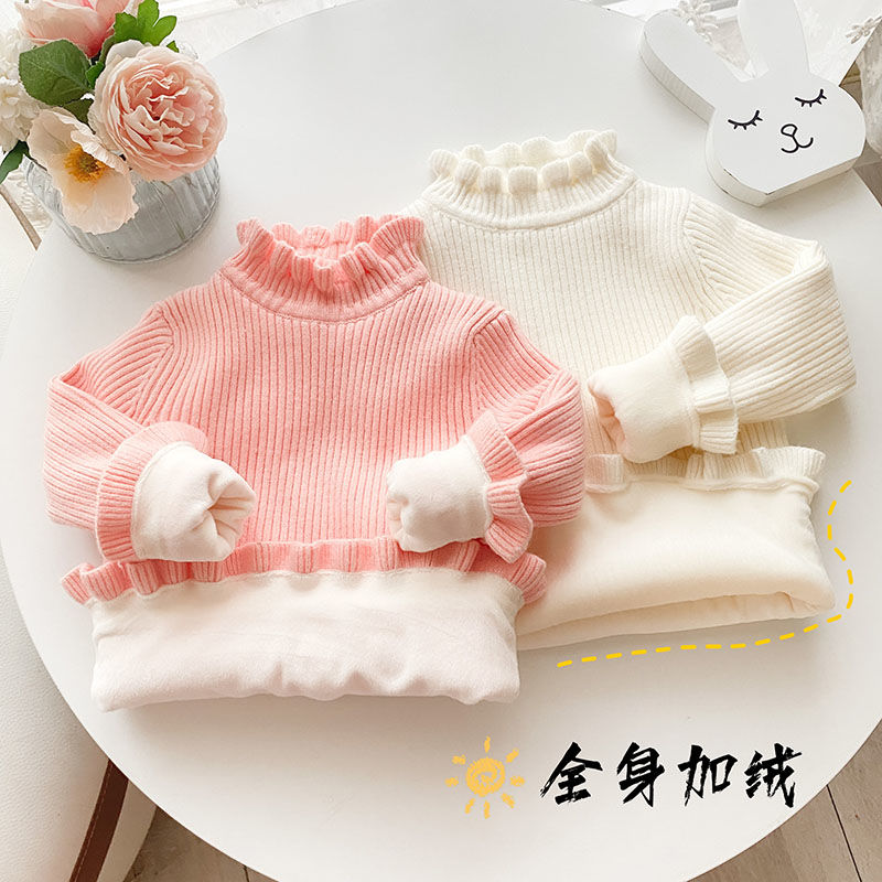 2023加绒加厚套头打底保暖毛衣儿童毛衣6-12岁打底毛衣冬季过年