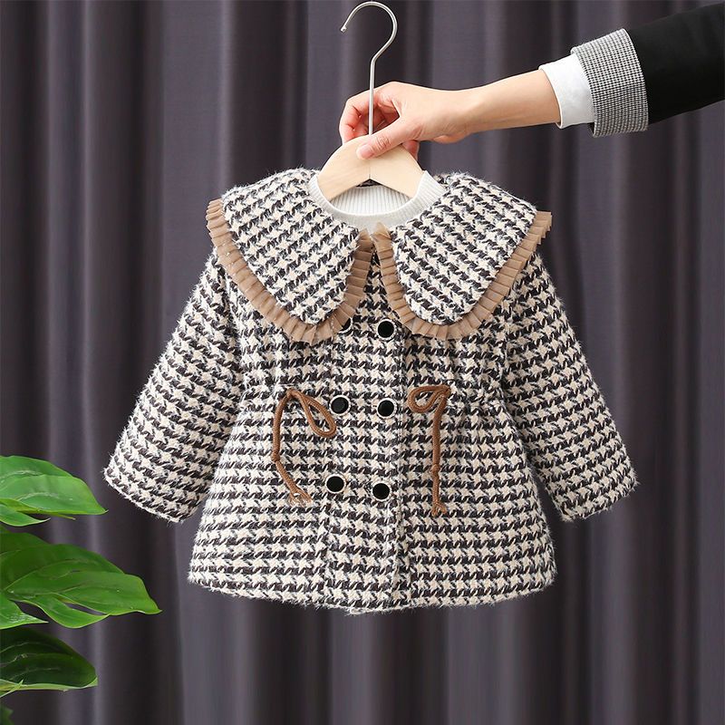 女童春秋外套2023新款3-6岁儿童外套 毛呢大衣毛呢外套儿童大衣