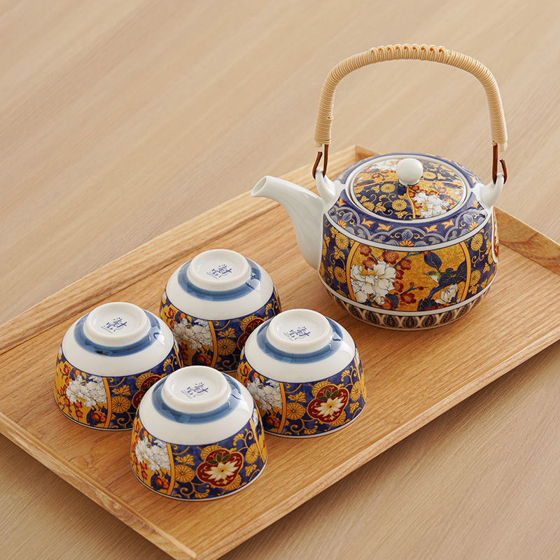 日本进口牡丹花鳥套装茶具陶瓷泡茶壶茶杯贴花茶器礼盒