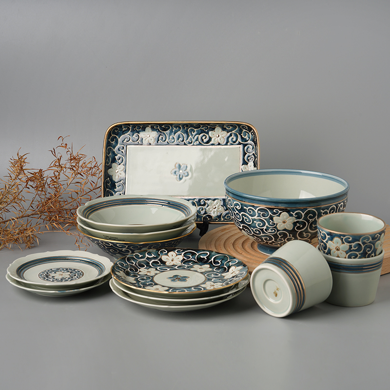 HASAMI-YAKI/波佐见烧龙庵窑复古餐盘陶瓷日式家用高颜值餐具