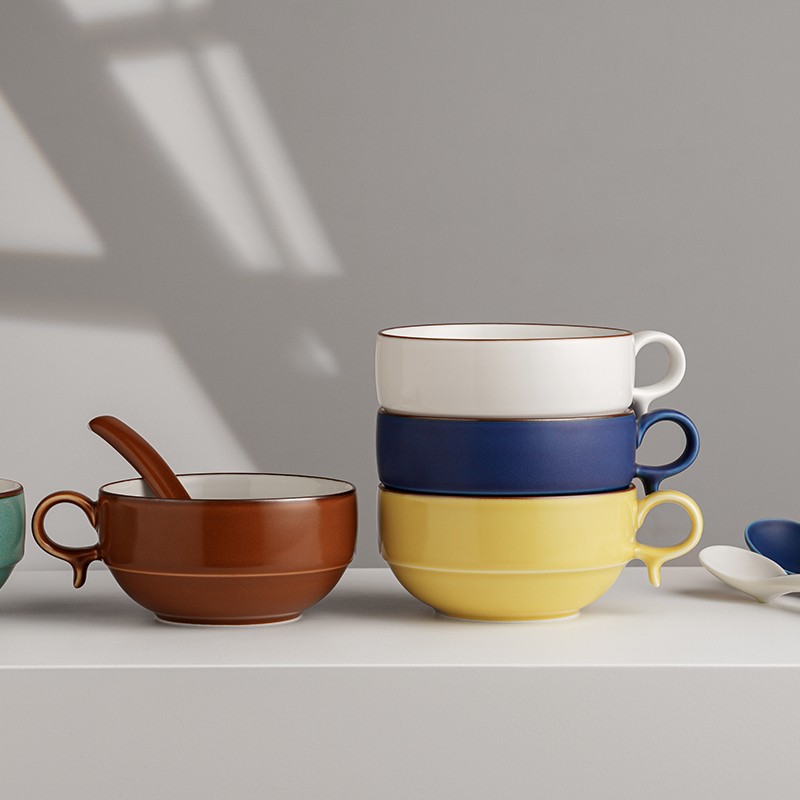 白山陶器波佐见烧欧式亚光陶瓷酸奶杯牛奶杯高级家用燕麦早餐杯