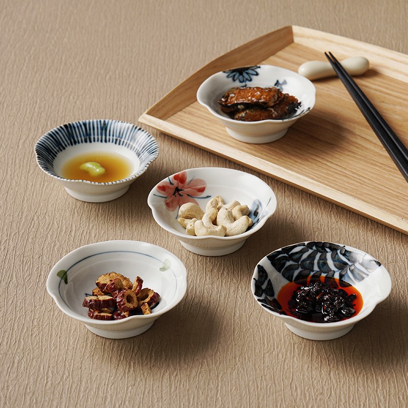 一诚陶苑手绘陶瓷调料味碟釉下彩茶点碟日式酱油碟家用手工点心碟