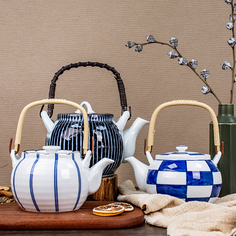 波佐见烧茶壶日式手提陶瓷单壶家用大容量带滤网手工制作日本进口