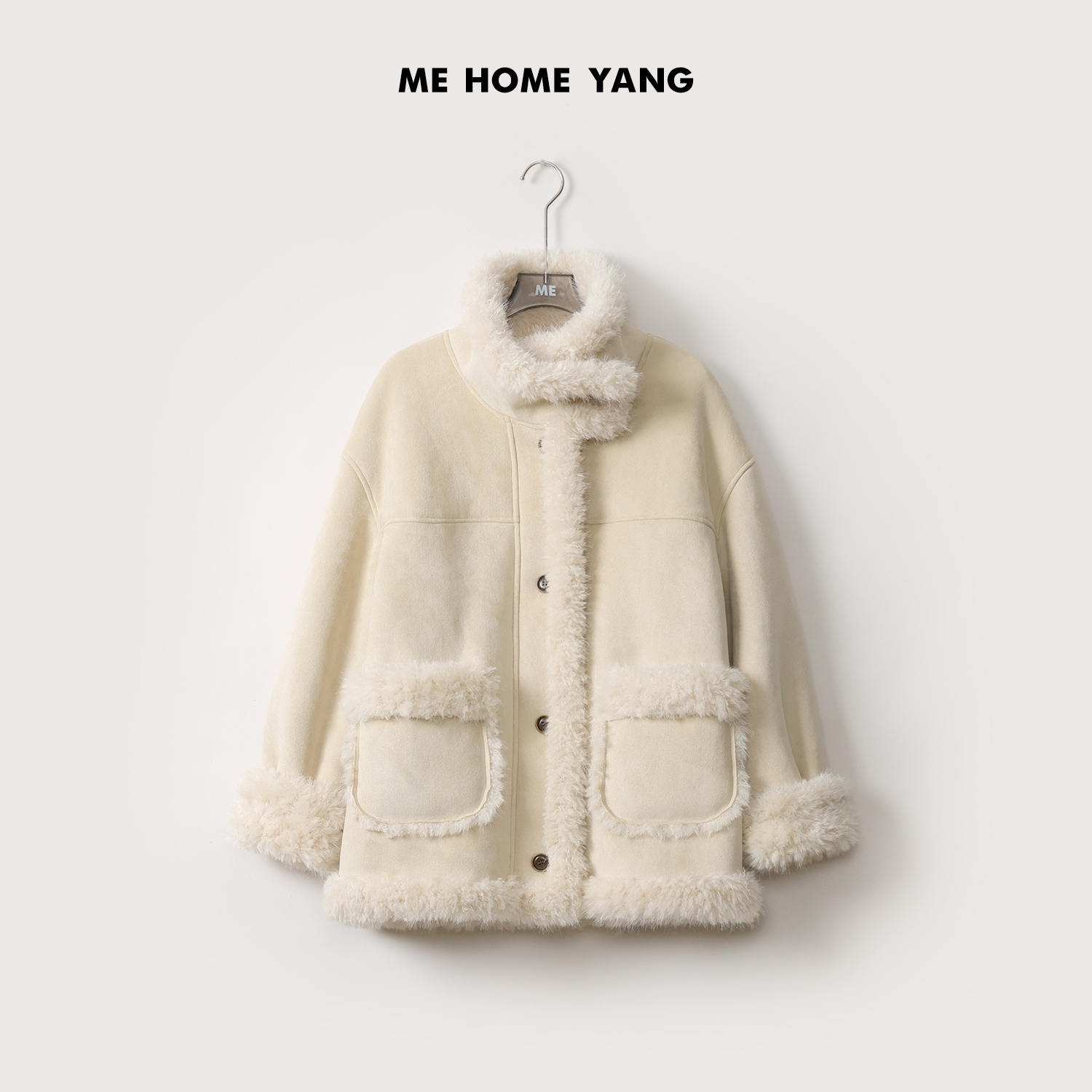 ME【布朗尼】环保皮毛复合高领防风保暖高端一手长毛毛外套MEQA4007