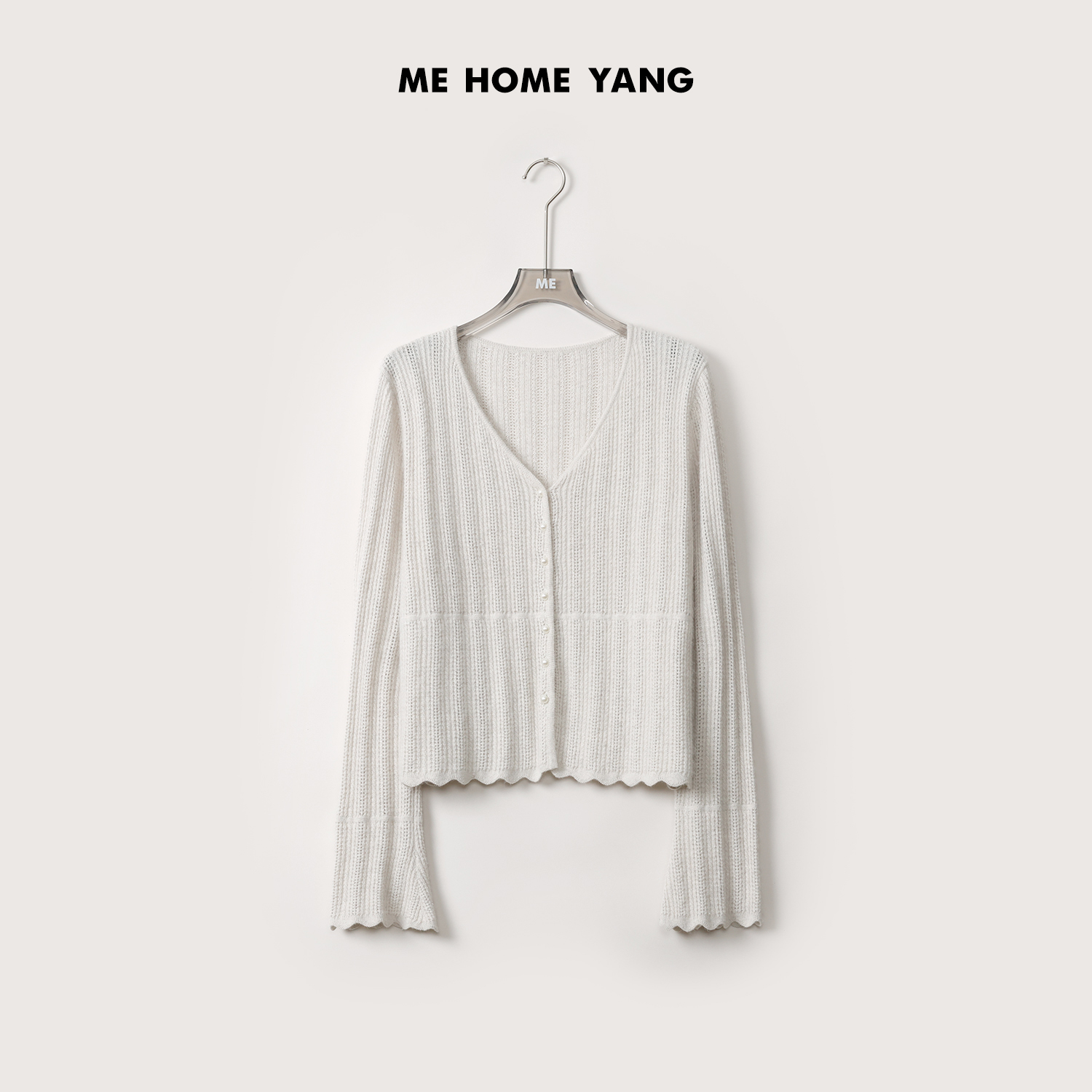 ME【小喇叭】绵羊毛混纺V领温柔毛衣开衫长袖休闲针织毛衣MEQA2361