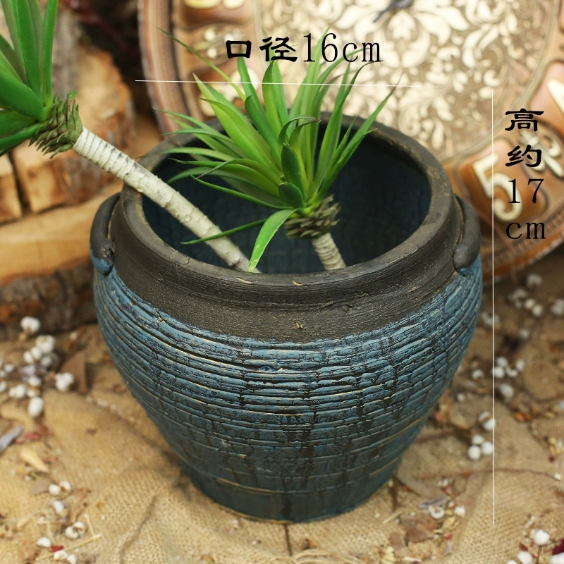 新中式手工陶罐粗陶多肉花盆复古桌面花瓶花器土陶罐瓦罐插干花器
