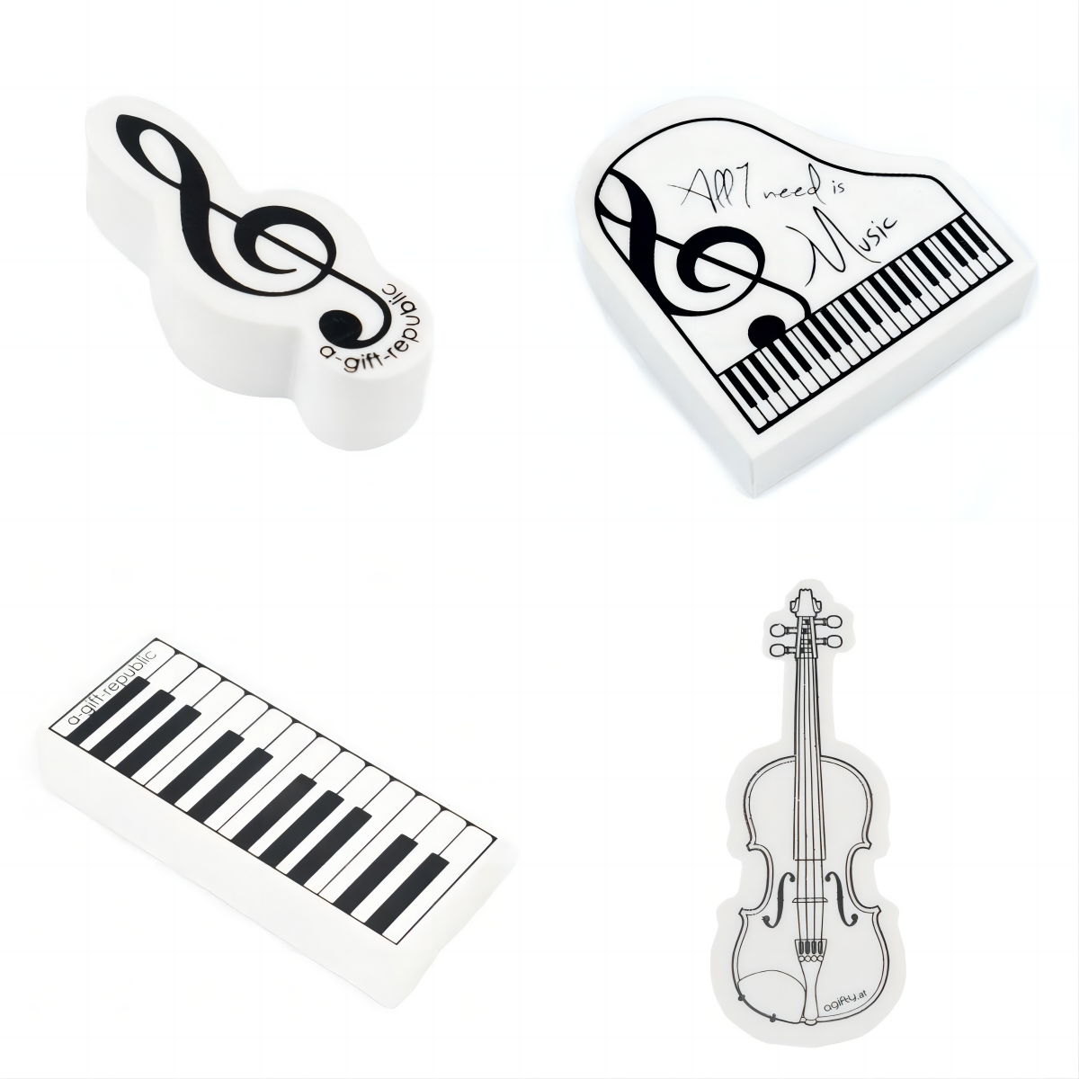 【白色四色橡皮擦/3D立体橡皮擦可拆卸】 德国进口音乐文创