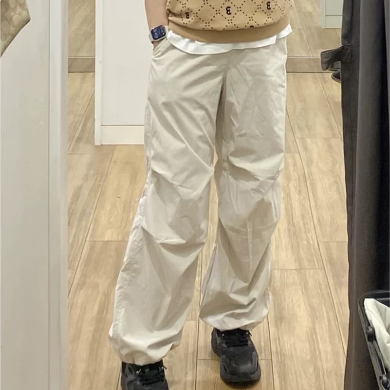 户外双层加绒保暖伞兵裤休闲工装长裤冬季女士百搭显瘦阔腿冲锋裤