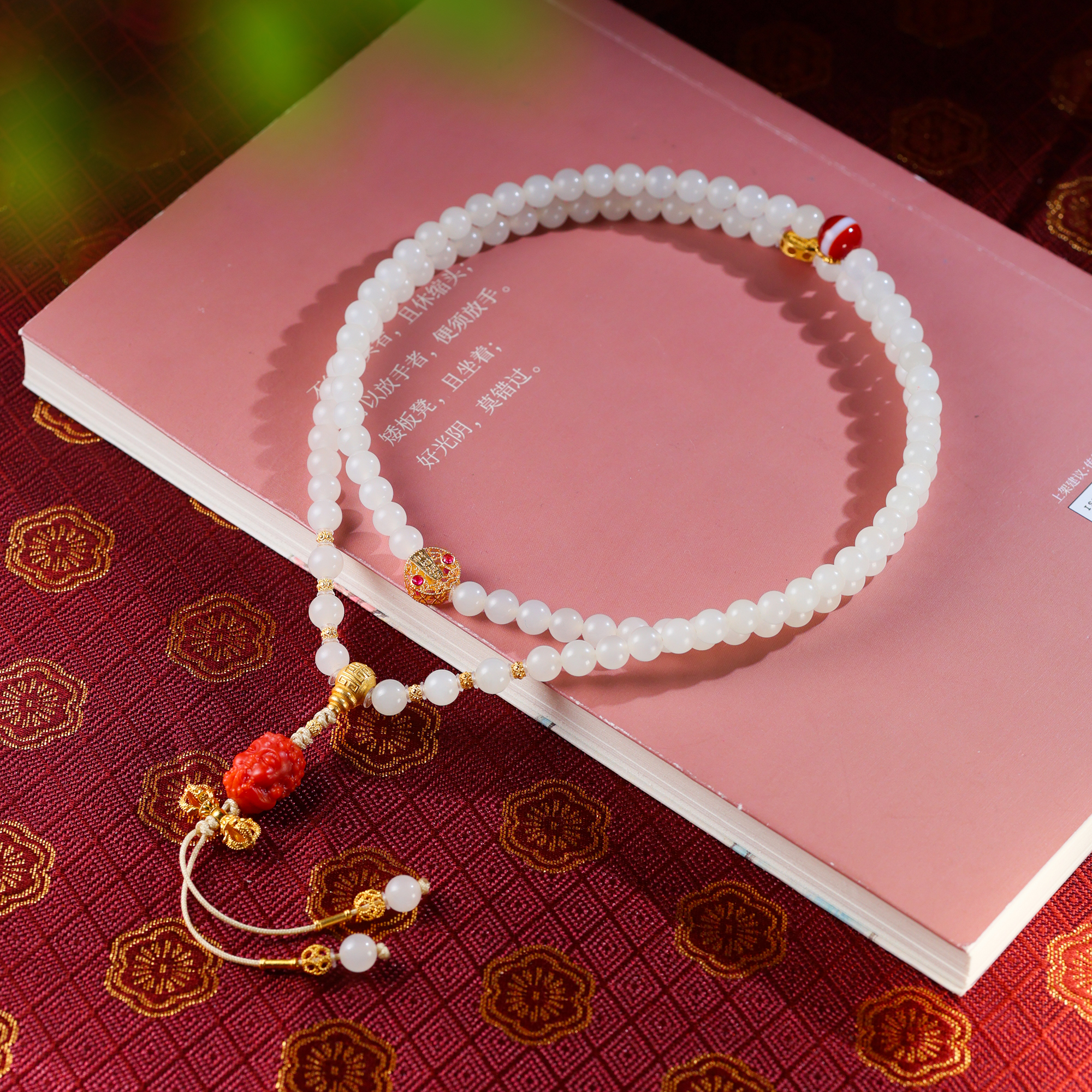 白玉世家白玉世家和田玉18K白玉108项链