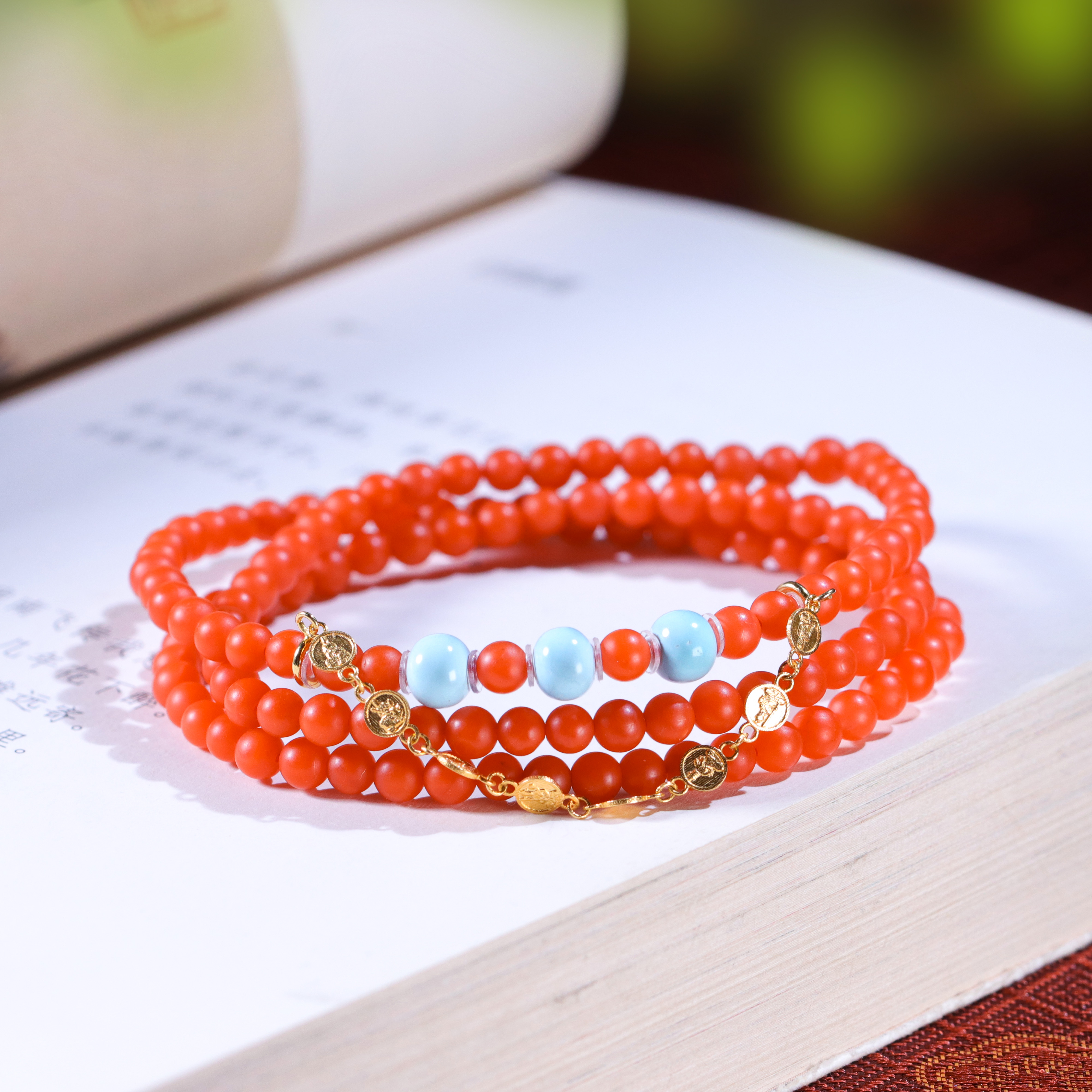 18K金保山南红多圈新品礼物保真38好物节礼物