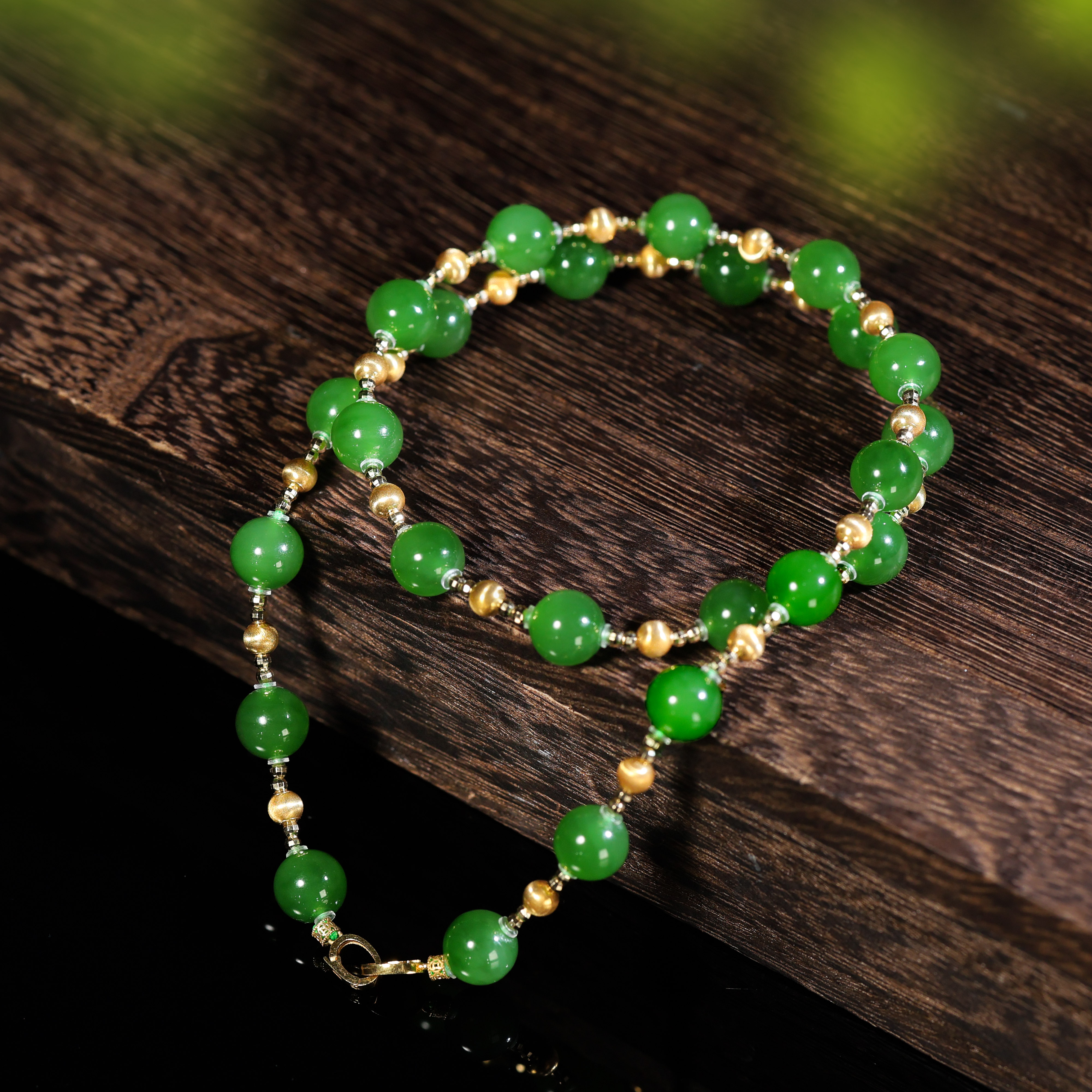 18K金璀璨星河收藏级俄料碧玉项链38好物节礼物和田玉玉石项链