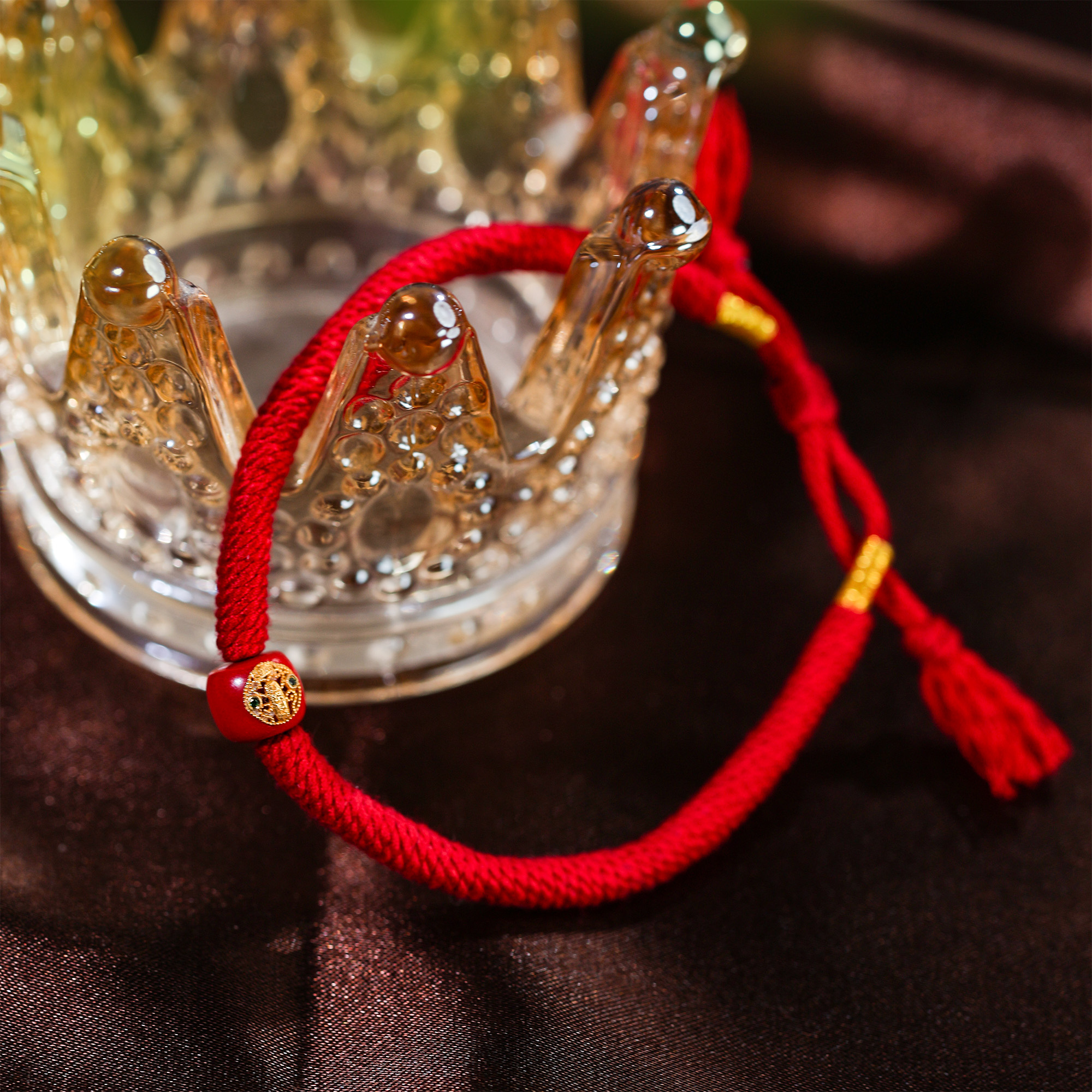 天然辰砂圆满顺遂/朱砂五路财财红绳