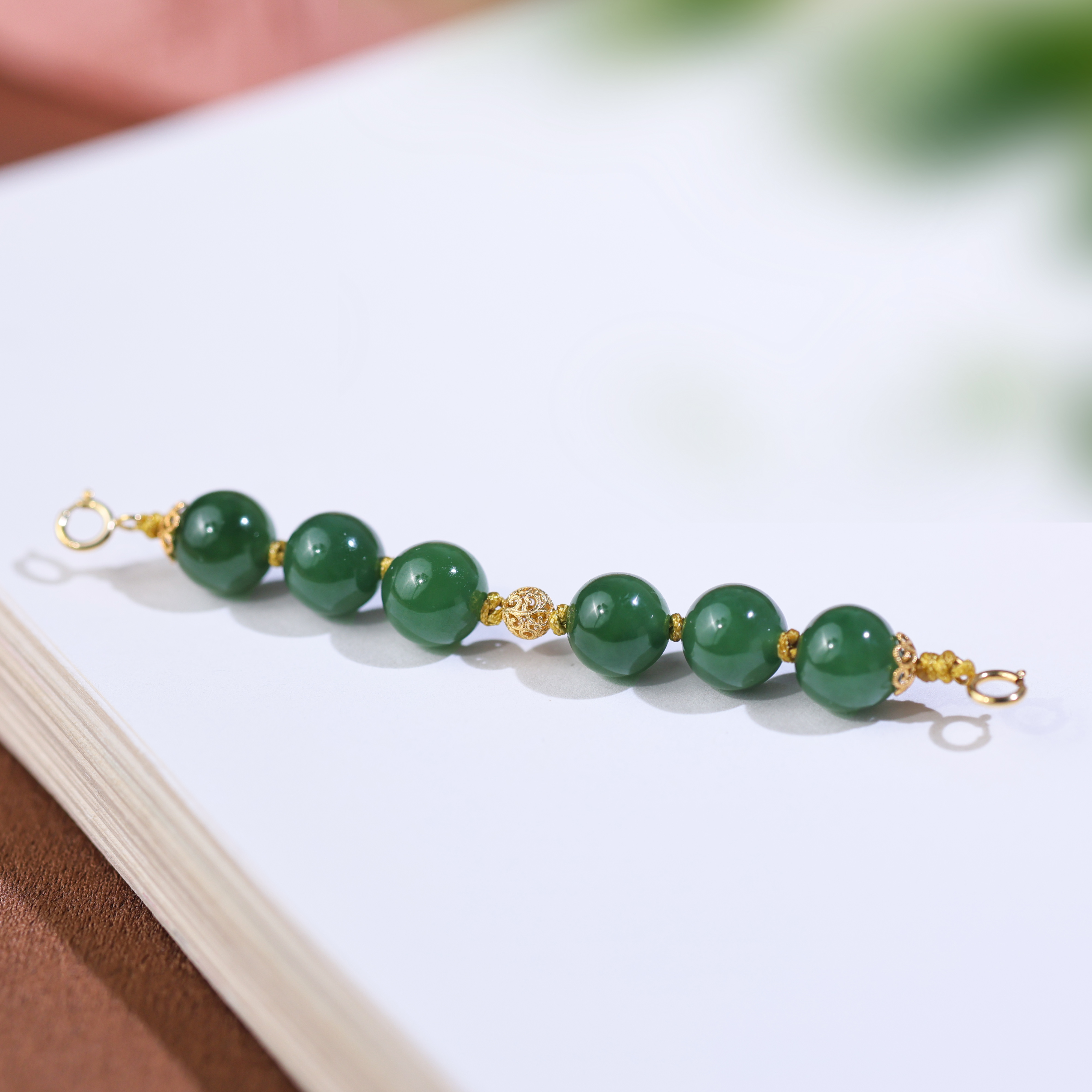 18K金碧玉延长链女款和田玉百搭设计女款礼物包邮珠宝和田玉玉石