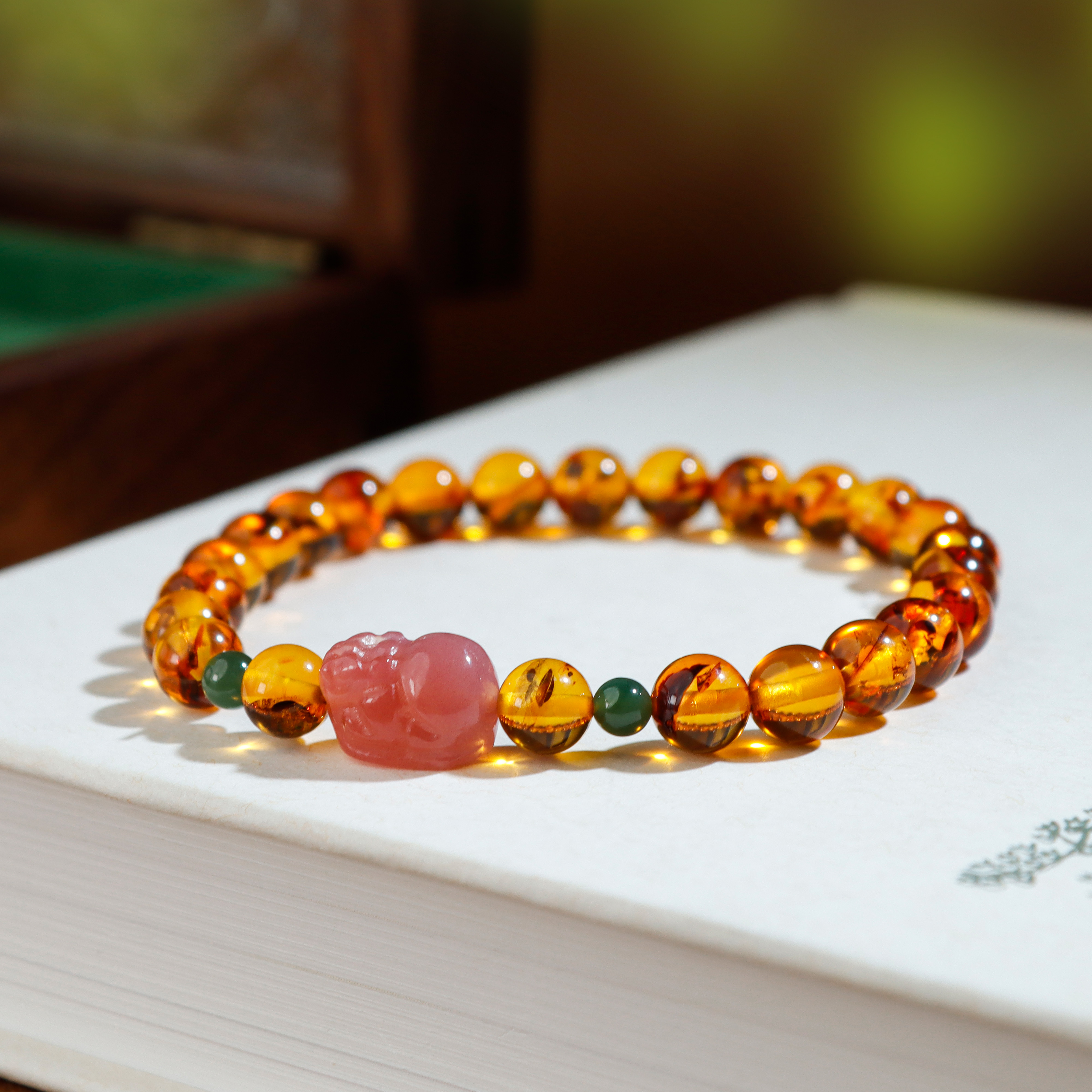 琥珀蜜蜡琥珀单圈上等蜜蜡手串38好物节礼物