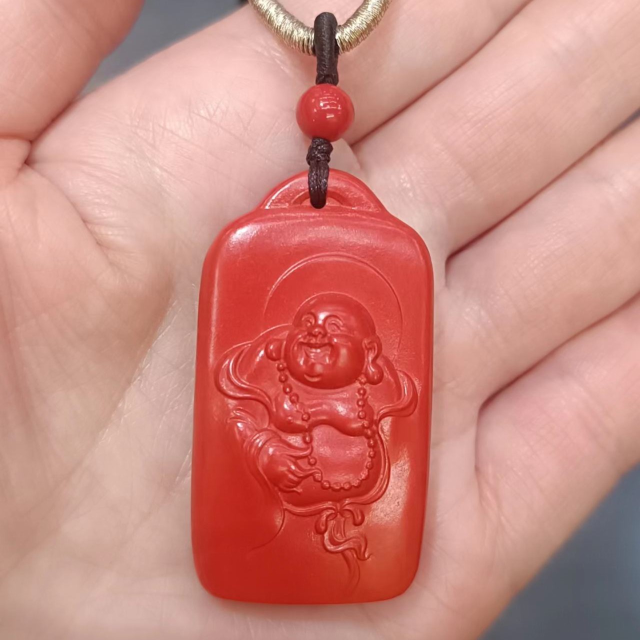 辰砂（处理）白玉世家（辰砂）朱砂佛牌