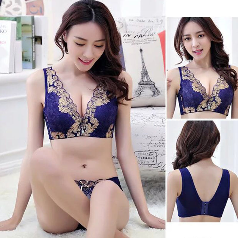 单件or套装无钢圈背心式文胸深V聚拢调整薄杯收副乳U型美背内衣秋