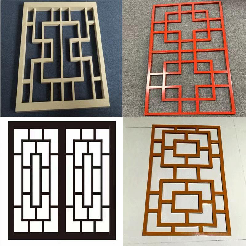 仿古花格新中式铝窗花仿木纹防盗网四合院格栅隔断木纹铝合金护栏