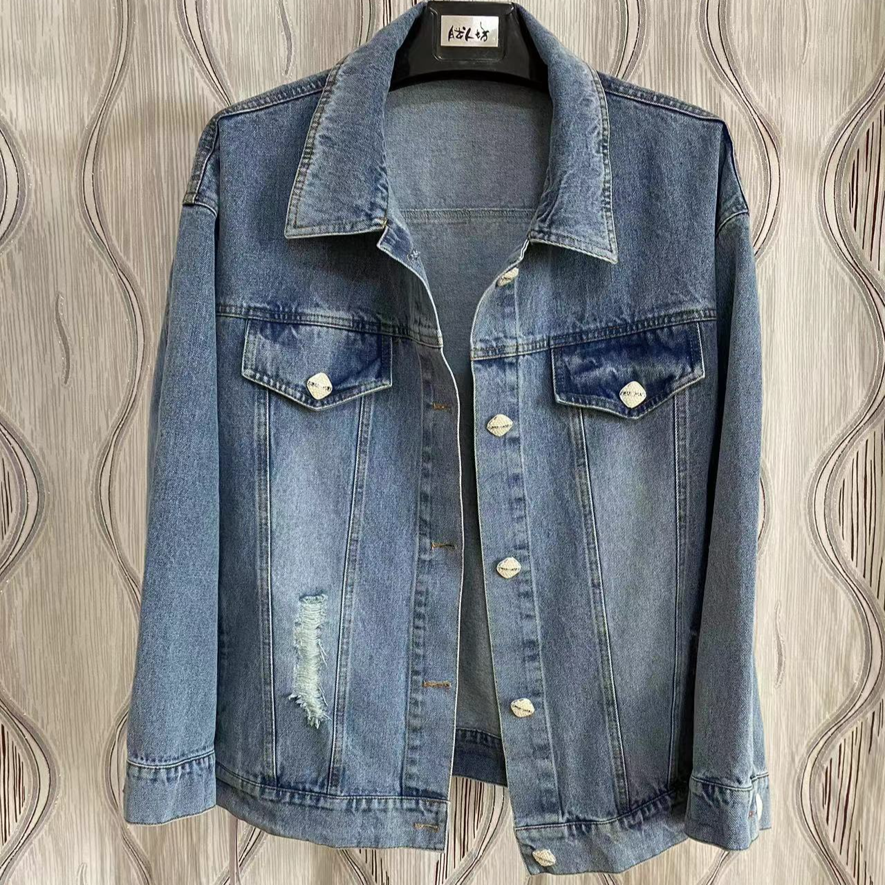 （X）胖人坊新款大码牛仔外套4268   衣长68