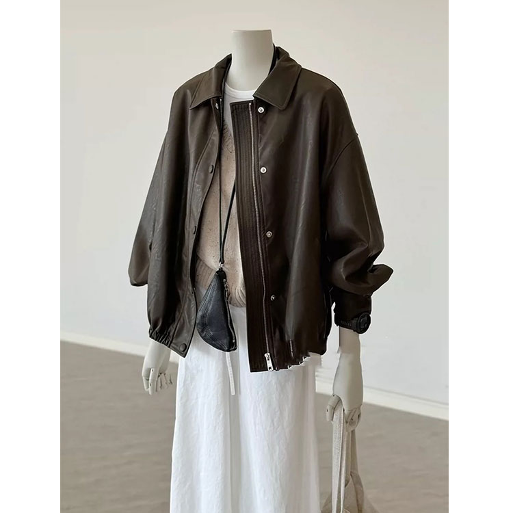 黑色皮衣外套女2024年早秋新款高级感夹克今年流行短款小个子机车