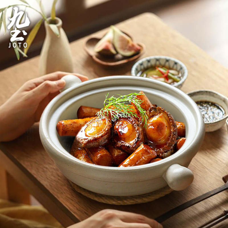 九土砂锅耐高温带盖家用煲汤炖锅加热干锅煲仔饭酒店餐具大号商用