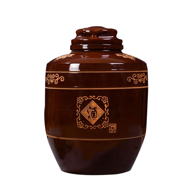 老式土陶硅胶密封盖陶瓷白酒坛子存酒发酵泡酒坛家用带盖加厚