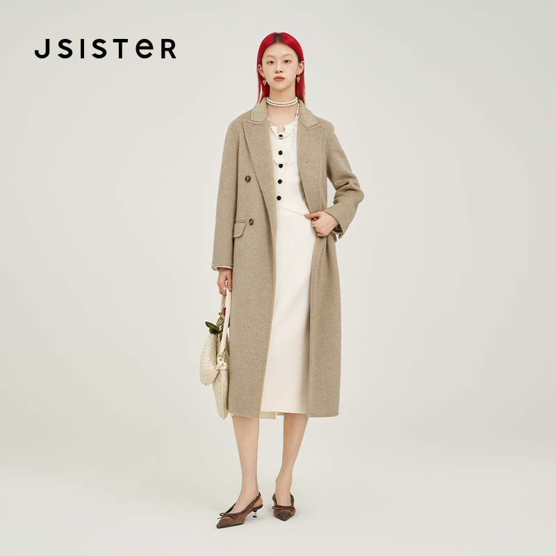 jsister 秋季新款 JS女装卡其高级感大衣外套 S434105199