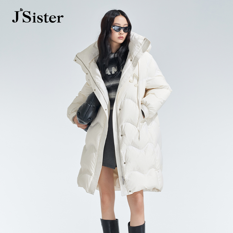 jsister 冬装新款 JS女装时尚白色直筒流行羽绒服 S344108367