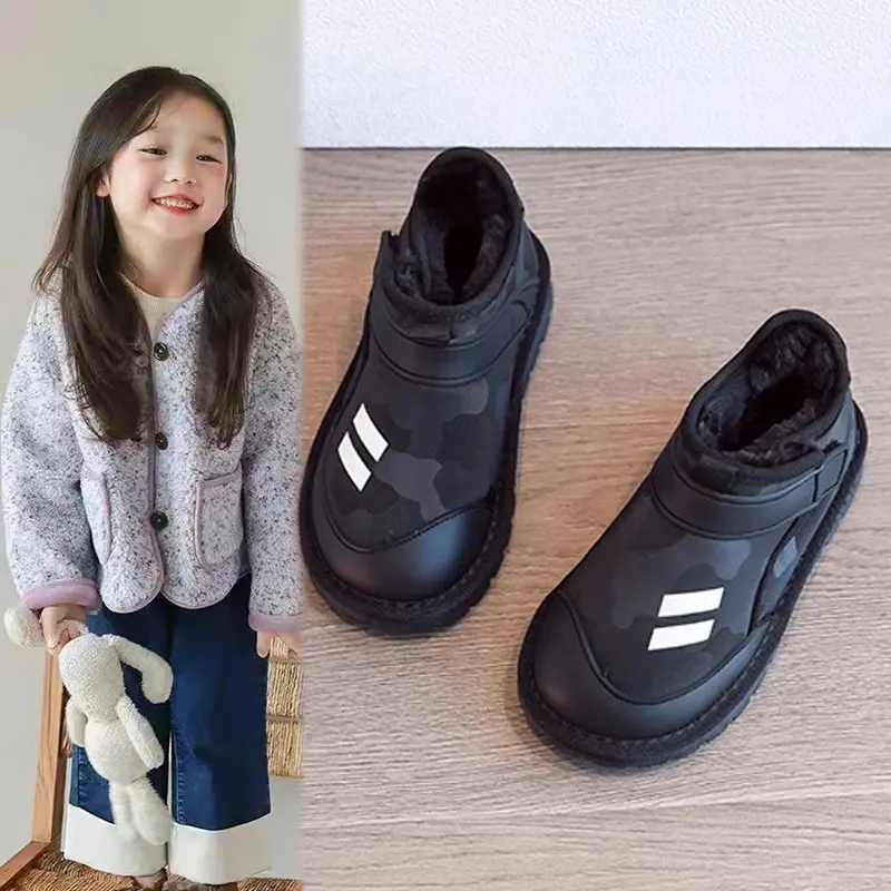 回力瑞儿童棉鞋宝宝加绒加厚大棉鞋时尚百搭中大童防水女童雪地靴