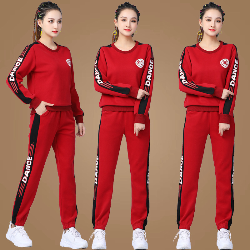 秋冬款舞蹈服卫衣两件套健身运动服跳操鬼曳步舞时尚休闲广场舞服