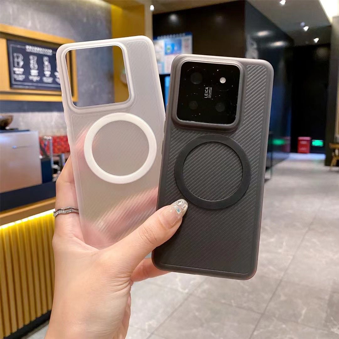 波纹磁吸PP适用小米14手机壳透明磁吸Xiaomi14pro全包超薄pp硬壳