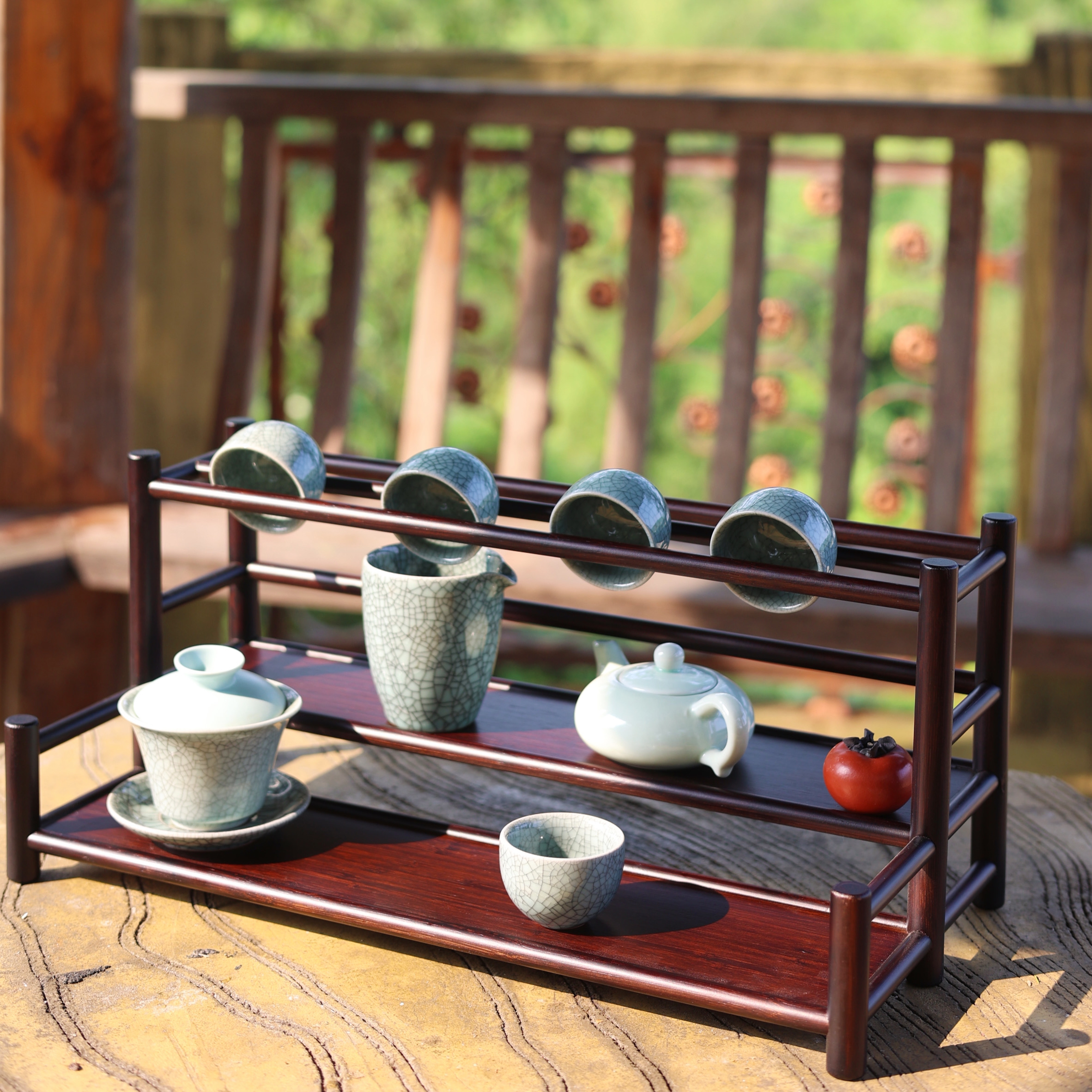 知音沥水茶杯收纳架博古架小型桌上紫砂壶茶具茶叶摆放展示架子