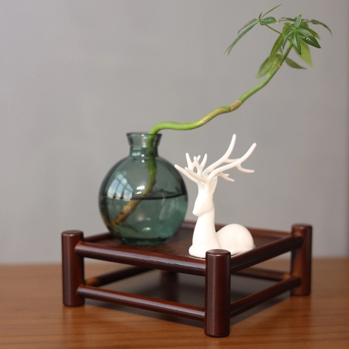 「小燕山」单层香炉架壶架竹制桌面收纳架茶室装饰展示台案几置绿水