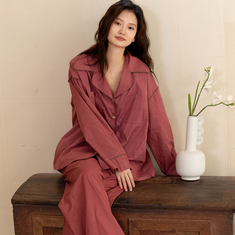 睡衣女春夏款纯棉长袖宽松大码2025女士结婚红色本命年家居服套装