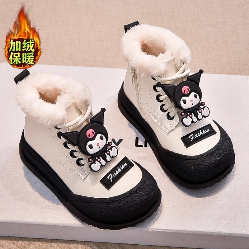 鸿尔星童克女童雪地靴冬季加绒加厚儿童棉鞋女孩库洛米马丁大棉靴