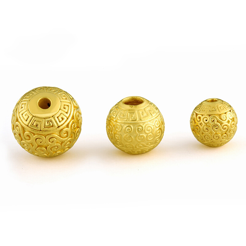 足金999黄金转运珠3D硬足金祥云圆金珠子路路通手链金珠散珠圆珠