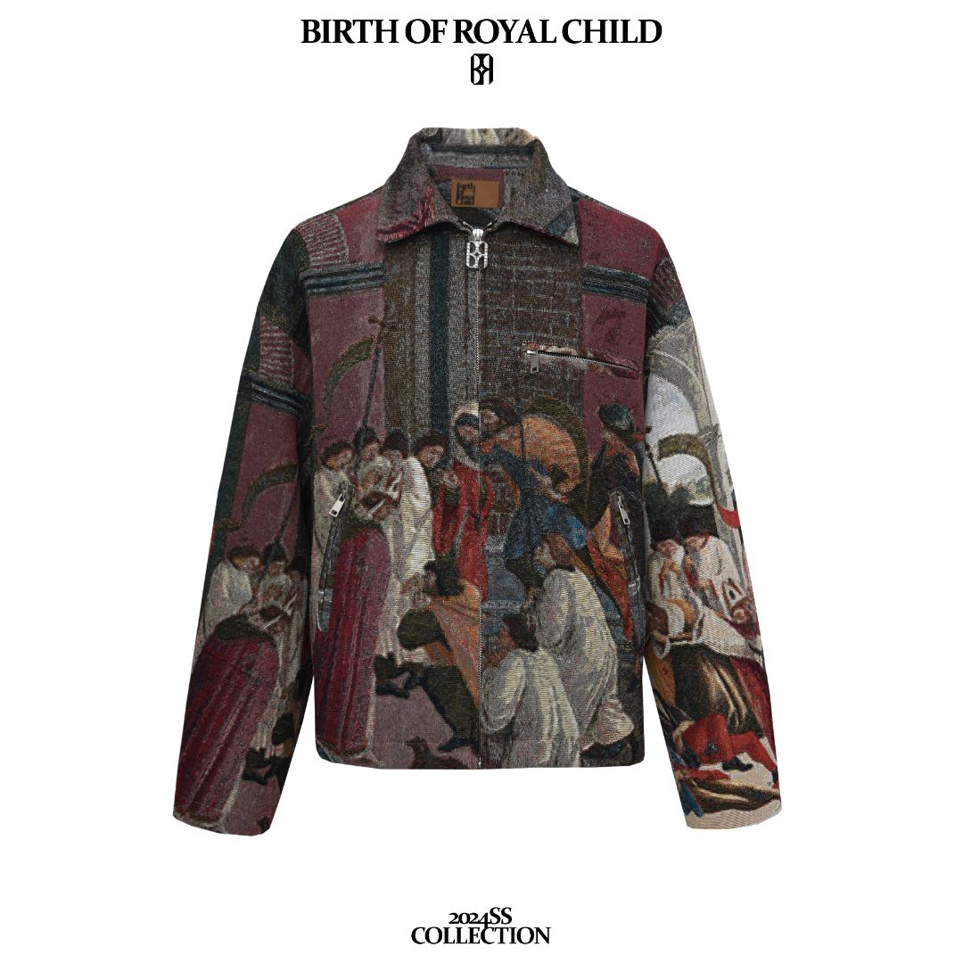 BIRTH OF ROYAL CHILD BORC艺术家油画提花夹克休闲男外套复古