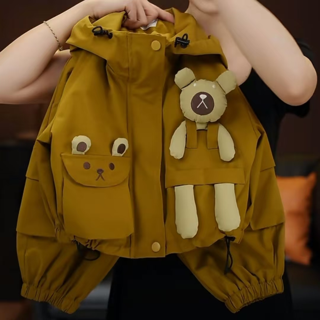 儿童春秋季套装2025新款可爱小熊两件套宝宝韩版潮流时尚三防套装