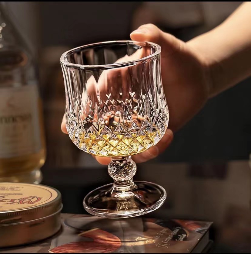 【4只装大号】新款ins风加厚玻璃杯小清新花器高脚杯洋酒杯喝水杯