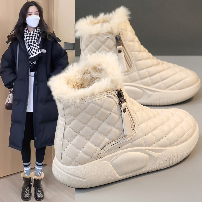 红蜻蜓牌雪地靴女冬季加绒加厚2023新款短筒保暖时尚软底爆款面包