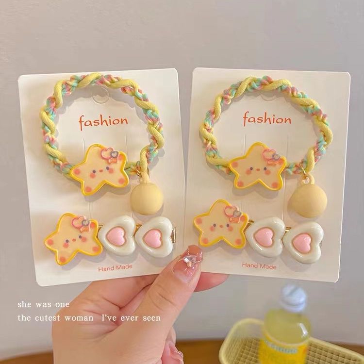 可爱黄色宝宝腮红海星发圈发夹送闺蜜送男朋友头绳两用可爱少枫荷